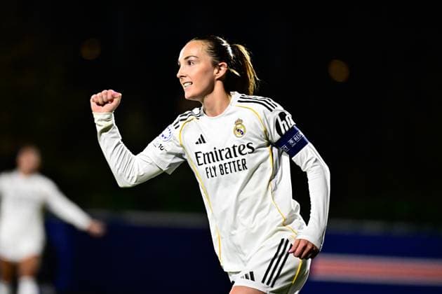 FOOTBALL : PSG vs Real Madrid - Ligue des Champions Feminine - 15 10 2025 Caroline Weir ( 10 - Real Madrid ) celebrates during the UEFA Women s Champions League match between Paris Saint Germain and Real Madrid CF at Campus de Poissy on october 15, 2025 in Possy, France. ( Photo by Federico Pestellini PsnewZ ) - PossyFrance  Copyright: xFedericoxPestellinix