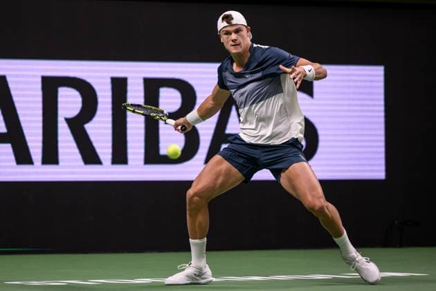 251016 Holger Rune of Denmark competes in a men s singles tennis match during day 6 of the ATP, Tennis Herren 250 Nordic Open on October 16, 2025 in Stockholm. Photo: Jesper Zerman BILDBYRAN kod JZ JZ0629 tennis nordic open nordic open 2024 bbeng Copyright: JESPERxZERMAN BB251016JZ056
