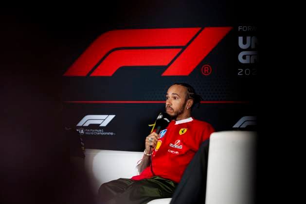 Formula 1 MSC Cruises United States Grand Prix 2025 Alexis Perrin OVERTAKE MAXPPP - Austin 16 10 2025 44 HAMILTON Lewis (gbr), Scuderia Ferrari HP, portrait press conference, PK, Pressekonferenz at the Formula 1 MSC Cruises United States Grand Prix 2025, the 19th round of the 2025 FIA Formula 1 World Championship, WM, Weltmeisterschaft at the Circuit of The Americas in Austin, Texas, United States, from October 16 to 19, 2025 Austin Circuit of The Americas United States Copyright: xOVERTAKE MAXPPPxAlexisxPerrinx OVT202510169863 OVT202510169863