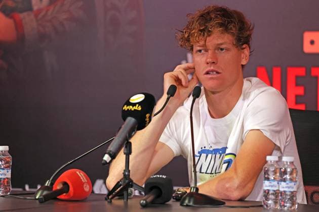 Riyadh, Saudi Arabia: Tennis SIX KINGS SLAM 2025 Jannik Sinner (ITA), Riyadh, Saudi Arabia, October 16, 2025. Photo RIYADH, SIX KINGS SLAM 2025  - ZUMAp169 20251016_zea_p169_1431 Copyright: xFelicexCalabrox