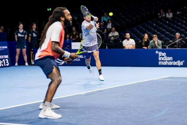 US Christian Harrison and US Evan King pictured in action during the European Open ATP, Tennis Herren tennis tournament in Brussels, on Friday 17 October 2025. This year s edition of the tournament is taking place from 12 to 19 October 2025. JASPERxJACOBS  x137033198x