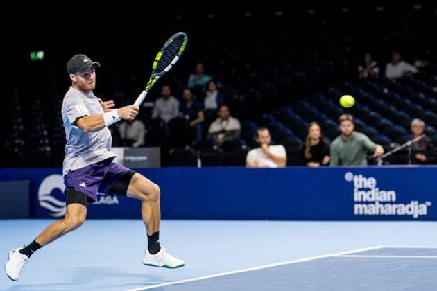 US Christian Harrison pictured in action during the European Open ATP, Tennis Herren tennis tournament in Brussels, on Friday 17 October 2025. This year s edition of the tournament is taking place from 12 to 19 October 2025. JASPERxJACOBS  x137033202x