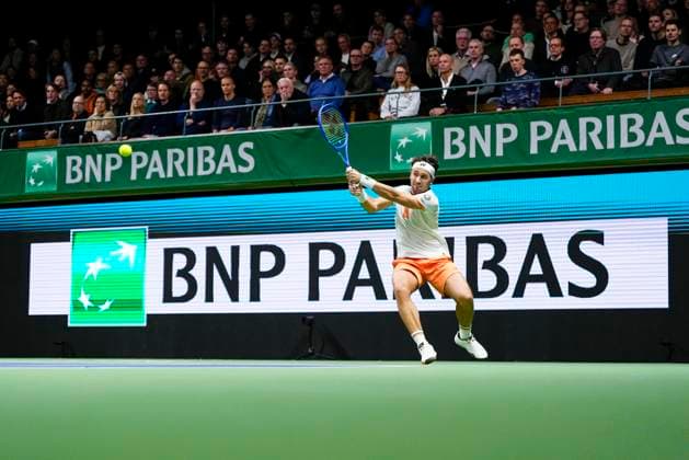 STOCKHOLM, SVERIGE 20251017 Norges Casper Ruud i sin kvartsfinal mot Sebastian Korda, USA, under tennisturneringen BNP Paribas Nordic Open i Kungliga tennishallen. STOCKHOLM SVERIGE x11288x