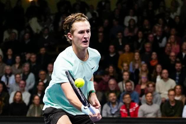 Sebastian Korda, USA, in his quarterfinal match against Norway s Casper Ruud during the BNP Paribas Nordic Open tennis tournament at the Royal Swedish Tennis Hall, Stockholm, Sweden, October 17, 2025. STOCKHOLM SWEDEN x11288x