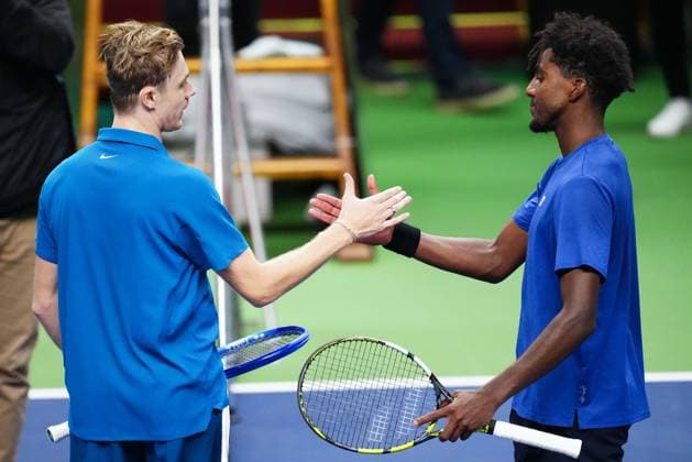 Canada s Denis Shapovalov in his quarterfinal match against Sweden s Elias Ymer during the BNP Paribas Nordic Open tennis tournament at the Royal Swedish Tennis Hall, Stockholm, Sweden, October 17, 2025. STOCKHOLM SWEDEN x11288x