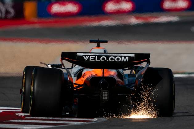 Australian Formula One driver Oscar Piastri of McLaren F1 Team in action during sprint qualifying for the Formula One United States Grand Prix at the Circuit of the Americas in Austin, Texas on Friday, October 17, 2025.  AUS2025101762 GREGxNASH