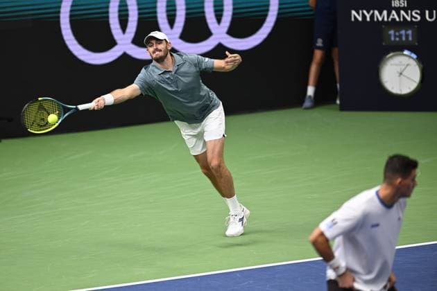 STOCKHOLM, SWEDEN 20251018 Austria s Alexander Erler and USA s Robert Galloway meet Italy s Simone Bolelli and Andrea Vavassori in the semifinals of the BNP Paribas Nordic Open tennis tournament at the Royal Swedish Tennis Hall. STOCKHOLM SWEDEN x10040x