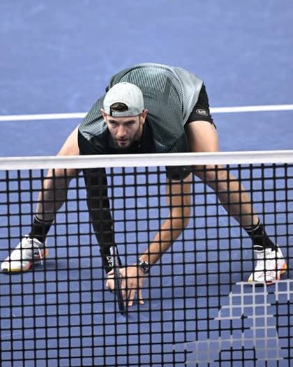 STOCKHOLM, SWEDEN 20251018 Italy s Andrea Vavassori plays a doubles match with Simone Bolelli and Austria s Alexander Erler and USA s Robert Galloway in the semifinals during the BNP Paribas Nordic Open tennis tournament at the Royal Swedish Tennis Hall. STOCKHOLM SWEDEN x10040x