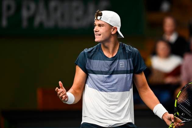 STOCKHOLM, SWEDEN 20251018 Denmark s Holger Rune meets France s Ugo Humbert in the semifinals of the BNP Paribas Nordic Open tennis tournament at the Royal Swedish Tennis Hall. STOCKHOLM SWEDEN x10040x