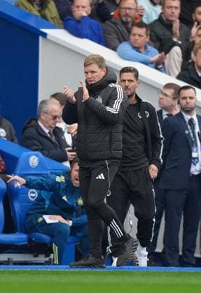 Eddie Howe manager of Newcastle United encourages his players from the sideline. Brighton and Hove Albion v Newcastle United, Premier League, Football, American Express Community Stadium, Brighton, UK - 18 Oct 2025Brighton American Express Community Stadi United Kingdom EDITORIAL USE ONLY No use with unauthorised audio, video, data, fixture lists, club league logos or live services. Online in-match use limited to 120 images, no video emulation. No use in betting, games or single club league player publications. Copyright: xSeanxRyan Shutterstockx 15544971q