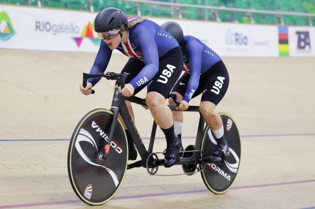 2025 UCI Para-Cycling Track World Championships Picture by Alex Whitehead SWpix.com - 18 10 2025 - Cycling - 2025 UCI Para-Cycling Track World Championships - Rio Olympic Velodrome, Rio de Janeiro, Brazil - WB 1 km Time Trial Qualifying - Hannah Chadwick (USA) piloted by Elizabeth Stevenson (USA) Copyright: x xSWpix.comx(t axPhotographyxHubxLtd)xAlexxWhitehead SWpix.comx SWP-3030-9967