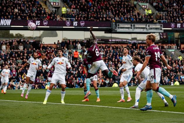 Burnley v Leeds United Premier League Lesley Ugochukwu of Burnley scores his teams first goal during the Premier League match at Turf Moor, Burnley UK Newspapers OUT Copyright: xMaxxTomlinsonx FIL-22369-0085