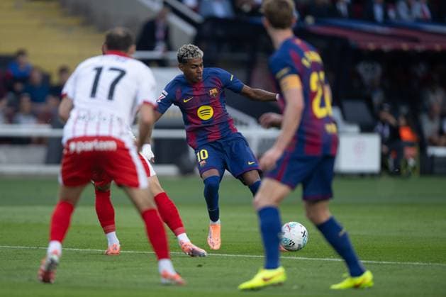 Lamine Yamal FC Barcelona, Barca in action during a La Liga EA Sports match between FC Barcelona and Girona FC at Estadi Olimpic Lluis Companys in Barcelona, , Spain, on October 18 2025. Photo by Felipe Mondino Copyright: x@FELIPExMONDINOx