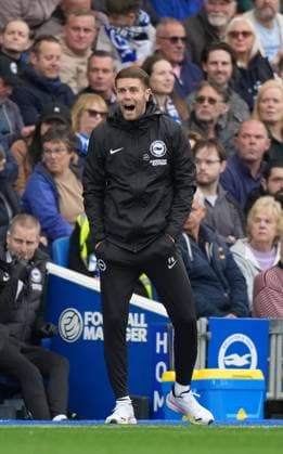 Fabian Hurzeler manager of Brighton & Hove Albion shouts directions to his team. Brighton and Hove Albion v Newcastle United, Premier League, Football, American Express Community Stadium, Brighton, UK - 18 Oct 2025Brighton American Express Community Stadi United Kingdom EDITORIAL USE ONLY No use with unauthorised audio, video, data, fixture lists, club league logos or live services. Online in-match use limited to 120 images, no video emulation. No use in betting, games or single club league player publications. Copyright: xSeanxRyan Shutterstockx 15544971af