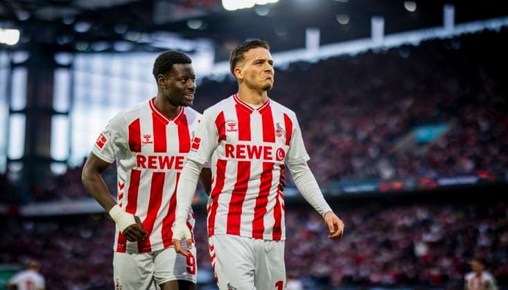 Cologne, Germany. 18th Oct 2025. . Torjubel: Said El Mala (Köln) Ragnar Ache (Köln) 1. FC Köln - FC Augsburg 18.10.2025