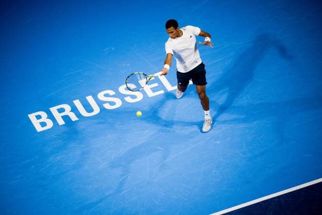 Canadian Felix Auger-Aliassime pictured in action during the European Open ATP, Tennis Herren tennis tournament in Brussels, on Saturday 18 October 2025. This year s edition of the tournament is taking place from 12 to 19 October 2025. JASPERxJACOBS  x137176201x