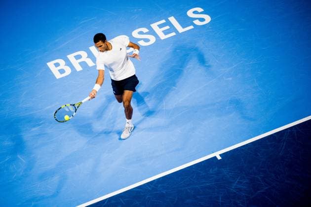 Canadian Felix Auger-Aliassime pictured in action during the European Open ATP, Tennis Herren tennis tournament in Brussels, on Saturday 18 October 2025. This year s edition of the tournament is taking place from 12 to 19 October 2025. JASPERxJACOBS  x137176202x