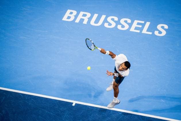 Canadian Felix Auger-Aliassime pictured in action during the European Open ATP, Tennis Herren tennis tournament in Brussels, on Saturday 18 October 2025. This year s edition of the tournament is taking place from 12 to 19 October 2025. JASPERxJACOBS  x137176813x