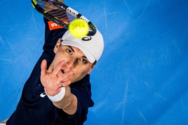 Belgian Raphael Collignon pictured in action during the European Open ATP, Tennis Herren tennis tournament in Brussels, on Saturday 18 October 2025. This year s edition of the tournament is taking place from 12 to 19 October 2025. JASPERxJACOBS  x137176853x