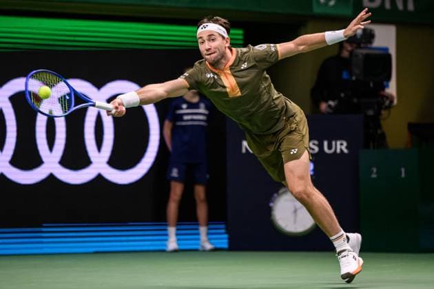 251018 Casper Ruud of Norway competes in a men s singles tennis match during day 8 of the ATP, Tennis Herren 250 Nordic Open on October 18, 2025 in Stockholm. Photo: Jesper Zerman BILDBYRAN kod JZ JZ0630 tennis nordic open nordic open 2025 bbeng norge norway Copyright: JESPERxZERMAN BB251018JZ010