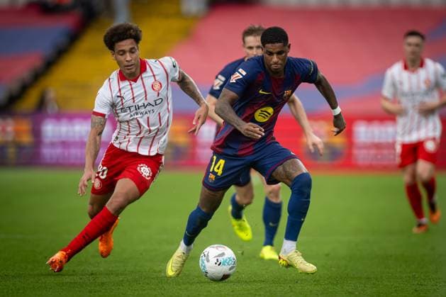 Marcus Rashford FC Barcelona, Barca controls the ball during a La Liga EA Sports match between FC Barcelona and Girona FC at Estadi Olimpic Lluis Companys in Barcelona, , Spain, on October 18 2025. Photo by Felipe Mondino Copyright: x@FELIPExMONDINOx