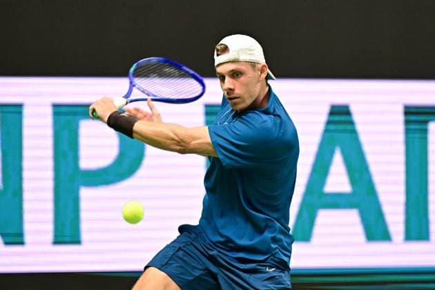 Canada s Denis Shapovalov against Norway s Casper Ruud in the semifinals of the BNP Paribas Nordic Open tennis tournament at the Royal Swedish Tennis Hall in Stockholm, Sweden, Saturday, October 18, 2025. STOCKHOLM SWEDEN x10658x
