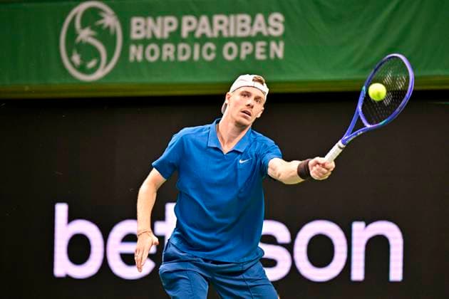 Canada s Denis Shapovalov against Norway s Casper Ruud in the semifinals of the BNP Paribas Nordic Open tennis tournament at the Royal Swedish Tennis Hall in Stockholm, Sweden, Saturday, October 18, 2025. STOCKHOLM SWEDEN x10658x