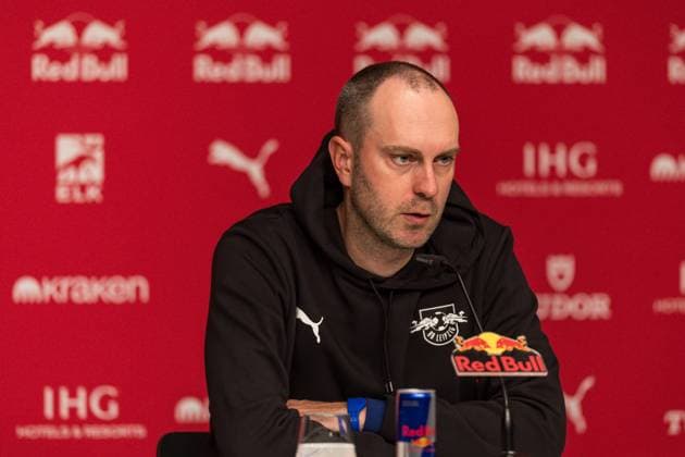 GER, Bundesliga, RB Leipzig - Hamburger SV 18.10.2025, Red Bull Arena, Leipzig, GER, Bundesliga, RB Leipzig - Hamburger SV Ole Werner (Cheftrainer, RB Leipzig) bei der Pressekonferenz Â