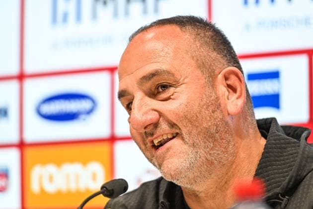 GER, 1. FBL, 1. FC Heidenheim vs SV Werder Bremen 18.10.2025, Voith-Arena, Heidenheim, GER, 1. FBL, 1. FC Heidenheim vs SV Werder Bremen, im Bild Frank Schmidt (Heidenheim), Pressekonferenz nach Spielende