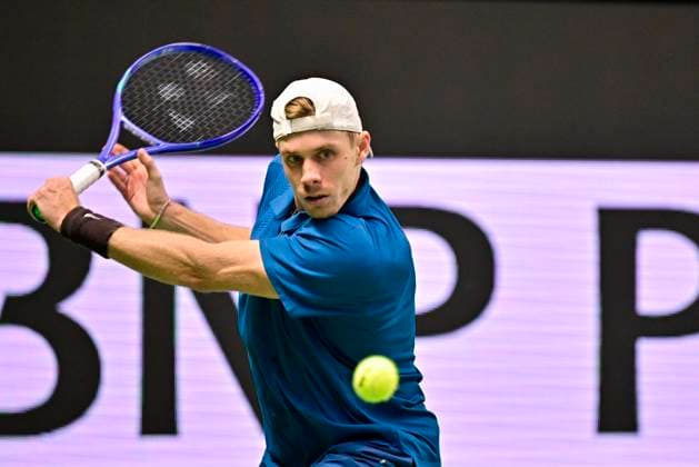 Canada s Denis Shapovalov against Norway s Casper Ruud in the semifinals of the BNP Paribas Nordic Open tennis tournament at the Royal Swedish Tennis Hall in Stockholm, Sweden, Saturday, October 18, 2025. STOCKHOLM SWEDEN x10658x