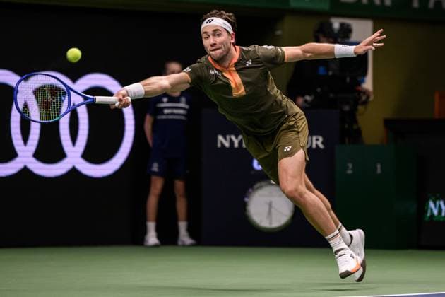 251018 Casper Ruud of Norway competes in a men s singles tennis semi final during day 8 of the ATP, Tennis Herren 250 Nordic Open on October 18, 2025 in Stockholm. Photo: Jesper Zerman BILDBYRAN kod JZ JZ0630 tennis nordic open nordic open 2025 bbeng Copyright: JESPERxZERMAN BB251018JZ030