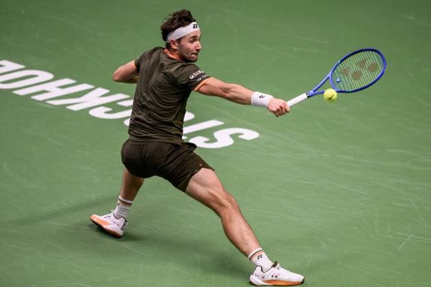 251018 Casper Ruud of Norway competes in a men s singles tennis semi final during day 8 of the ATP, Tennis Herren 250 Nordic Open on October 18, 2025 in Stockholm. Photo: Jesper Zerman BILDBYRAN kod JZ JZ0630 tennis nordic open nordic open 2025 bbeng Copyright: JESPERxZERMAN BB251018JZ038
