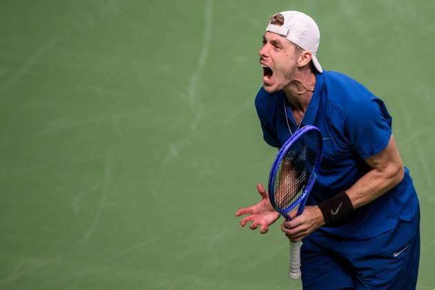 251018 Denis Shapovalov of Canada reacts as he competes in a men s singles tennis semi final during day 8 of the ATP, Tennis Herren 250 Nordic Open on October 18, 2025 in Stockholm. Photo: Jesper Zerman BILDBYRAN kod JZ JZ0630 tennis nordic open nordic open 2025 bbeng depp Copyright: JESPERxZERMAN BB251018JZ040