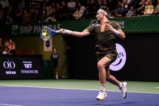 251018 Casper Ruud of Norway competes in a men s singles tennis semi final during day 8 of the ATP, Tennis Herren 250 Nordic Open on October 18, 2025 in Stockholm. Photo: Jesper Zerman BILDBYRAN kod JZ JZ0630 tennis nordic open nordic open 2025 bbeng Copyright: JESPERxZERMAN BB251018JZ042