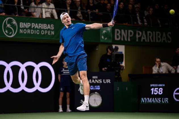 251018 Denis Shapovalov of Canada competes in a men s singles tennis semi final during day 8 of the ATP, Tennis Herren 250 Nordic Open on October 18, 2025 in Stockholm. Photo: Jesper Zerman BILDBYRAN kod JZ JZ0630 tennis nordic open nordic open 2025 bbeng Copyright: JESPERxZERMAN BB251018JZ044