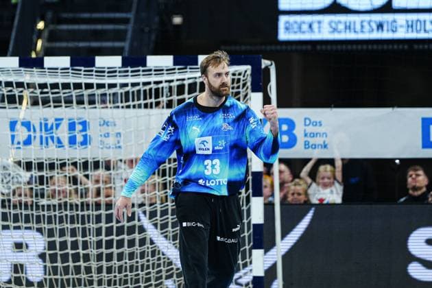 Jubel nach Parade Andreas Wolff (THW Kiel, 33) GER, THW Kiel vs. MT Melsungen, Handball, 1. Bundesliga, Spieltag 09, Saison 2025 2026, 18.10.2025 GER, THW Kiel vs. MT Melsungen, Handball, 1. Bundesliga, Spieltag 09, Saison 2025 2026, 18.10.2025 Kiel Copyright: xEibner-Pressefoto MarcelxvonxFehrnx EP_MFN