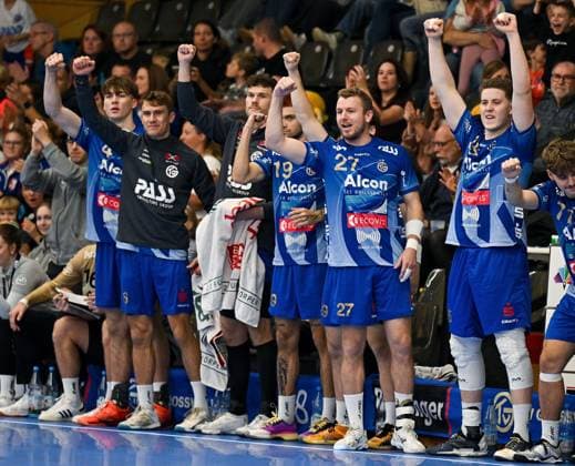 18.10.2025, xpsx, Handball 2. Bundesliga, TV Großwallstadt - HC Oppenweiler-Backnang v.l. jubel Grosswallstadt Elsenfeld Bayern Deutschland (DEU)