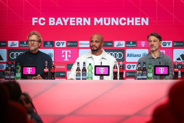 18.10.2025, 1. Bundesliga, 7. Spieltag, FC Bayern München - Borussia Dortmund, Pressekonferenz mit Dieter Nickles (FC Bayern München), Trainer Vincent Kompany (FC Bayern München), Trainer Niko Kovac (Borussia Dortmund), München Allainz Arena Bayern Deutschland xRHR-FOTO DEx Copyright: DennisxEwert RHR-FOTOx RHR-FOTO DE