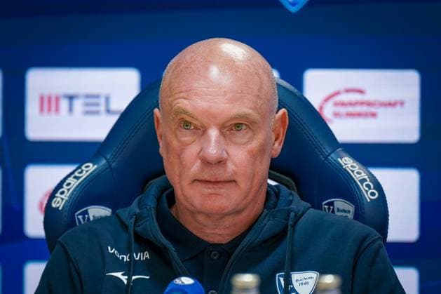 Deutschland: Fussball 2. Bundesliga 2025 26, 9. Spieltag - VfL Bochum vs Hertha BSC Berlin - Vonovia Ruhrstadion (Bochum): Uwe Rösler (Trainer, VfL Bochum) Pressekonferenz, Medien Bochum Nordrhein-Westfalen Deutschland