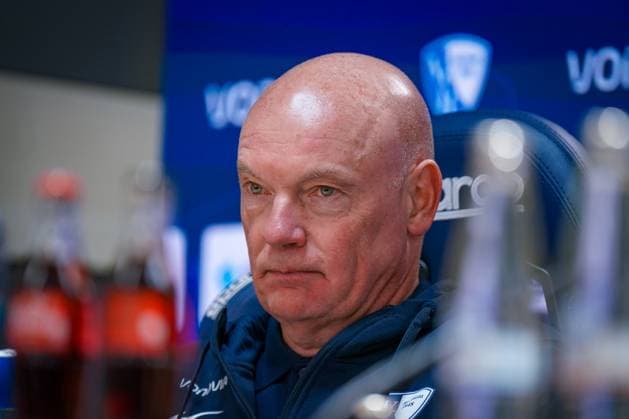 Deutschland: Fussball 2. Bundesliga 2025 26, 9. Spieltag - VfL Bochum vs Hertha BSC Berlin - Vonovia Ruhrstadion (Bochum): Uwe Rösler (Trainer, VfL Bochum) Pressekonferenz, Medien Bochum Nordrhein-Westfalen Deutschland