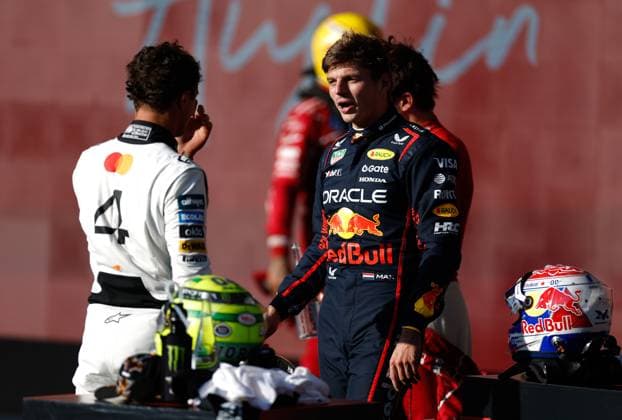 F1 - UNITED STATES GRAND PRIX 2025 VERSTAPPEN Max (ned), Red Bull Racing RB21, portrait and NORRIS Lando (gbr), McLaren F1 Team MCL39, portrait during the 2025 Formula 1 United States Grand Prix, 19th round of the 2025 FIA Formula One World Championship, WM, Weltmeisterschaft from October 17 to 19, 2025 on the Circuit of the Americas, in Austin, Texas, United States of America - AustinUnited States Copyright: xDPPIx