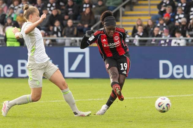 Google Pixel Frauen Budnesliga: Eintracht Franfurt - SV Werder Bremen, 19.10.2025 Nicole Anyomi (Eintracht Frankfurt 19) erzielte das Tor zum 2:0 für die Eintracht, Eintracht Franfurt - SV Werder Bremen, Frankfurt, Stadion am Brentanobad, 19.10.2025 Copyright: xBEAUTIFULxSPORTS Gawlikx