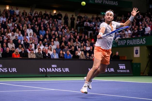 251019 Casper Ruud of Norway competes in the men s singles final on day 9 of the ATP, Tennis Herren 250 Nordic Open on October 19, 2025 in Stockholm. Photo: Jesper Zerman BILDBYRAN kod JZ JZ0631 tennis nordic open nordic open 2025 bbeng final singelnorge norway Copyright: JESPERxZERMAN BB251019JZ043