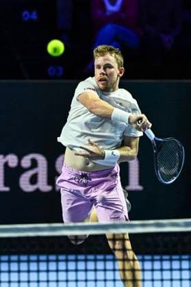 19th October 2025; St. Jakobshalle, Basel, Switzerland; 2025 ATP, Tennis Herren Swiss Indoor Tennis Day 1; Remy Bertola (SUI) in action against Quentin Halys (FRA) in the final qualification round  DavidxEmm