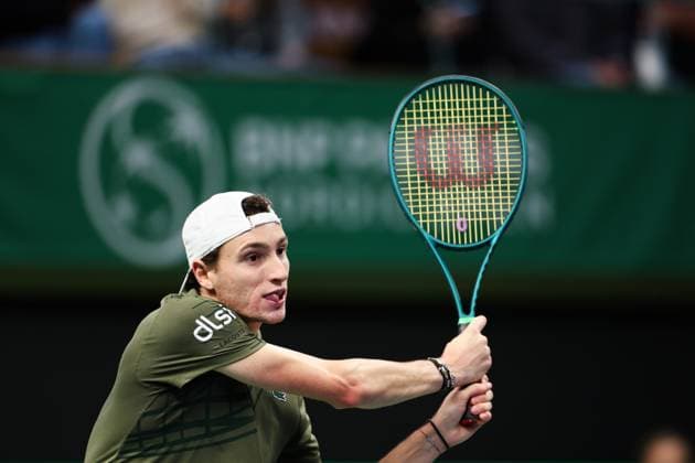 France s Ugo Humbert meets Norway s Casper Ruud in the singles final during the BNP Paribas Nordic Open tennis tournament at the Royal Tennis Hall in Stockholm, Sweden, October 19, 2025. STOCKHOLM SWEDEN x62260x
