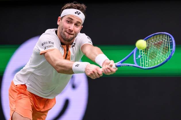 251019 Caspers Ruud of Norway competes in the men s singles final on day 9 of the ATP, Tennis Herren 250 Nordic Open on October 19, 2025 in Stockholm. Photo: Jesper Zerman BILDBYRAN kod JZ JZ0631 tennis nordic open nordic open 2025 bbeng final singelnorge norway Copyright: JESPERxZERMAN BB251019JZ053