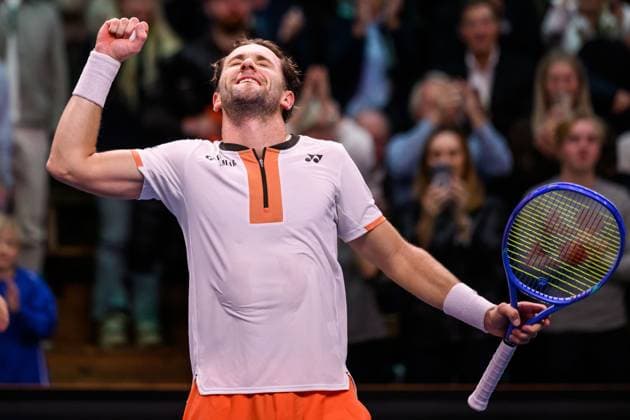 251019 Casper Ruud of Norway celebrates after winning the men s singles final on day 9 of the ATP, Tennis Herren 250 Nordic Open on October 19, 2025 in Stockholm. Photo: Jesper Zerman BILDBYRAN kod JZ JZ0631 tennis nordic open nordic open 2025 bbeng final singeljubel norge norway celebrates Copyright: JESPERxZERMAN BB251019JZ057