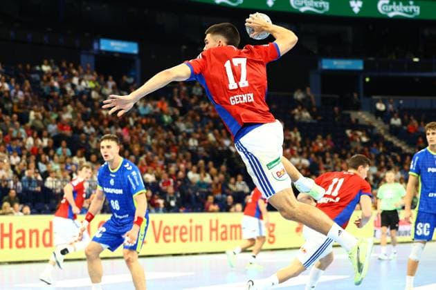 Handball I Herren I Saison 2025 2026 I Bundesliga I 9. Spieltag I HSV Hamburg - VFL Gummersbach I 19.10.2025 Kaj Geenen (17, HSV Hamburg) Hamburg Barclaycard Arena Hamburg Deutschland Copyright: xLobeca RalfxHomburgx