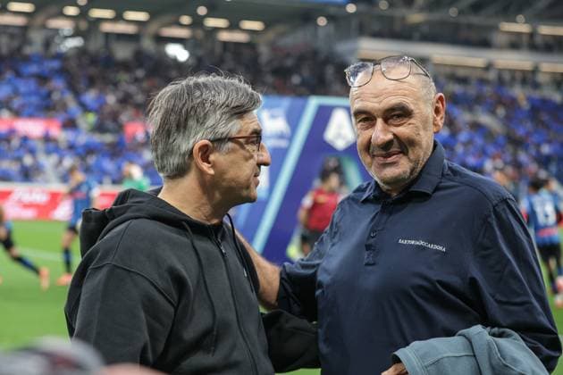 Atalanta™s head coach Ivan Juric Lazio™s head coach Maurizio Sarri during the Serie A soccer match between Atalanta B.C. and S.S. Lazio at the New Balance Stadium in Bergamo, Italy - Sunday, October 19, 2025. - Soccer .  Copyright: xStefanoxNicoli LaPressex