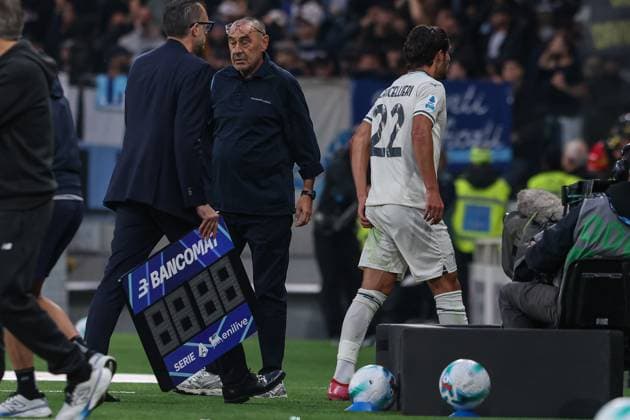 Lazio™s Matteo Cancellieri injured during the Serie A soccer match between Atalanta B.C. and S.S. Lazio at the New Balance Stadium in Bergamo, Italy - Sunday, October 19, 2025. - Soccer .  Copyright: xStefanoxNicoli LaPressex